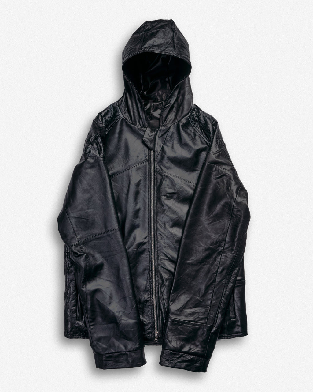 Leather Hooded Jacket - M002