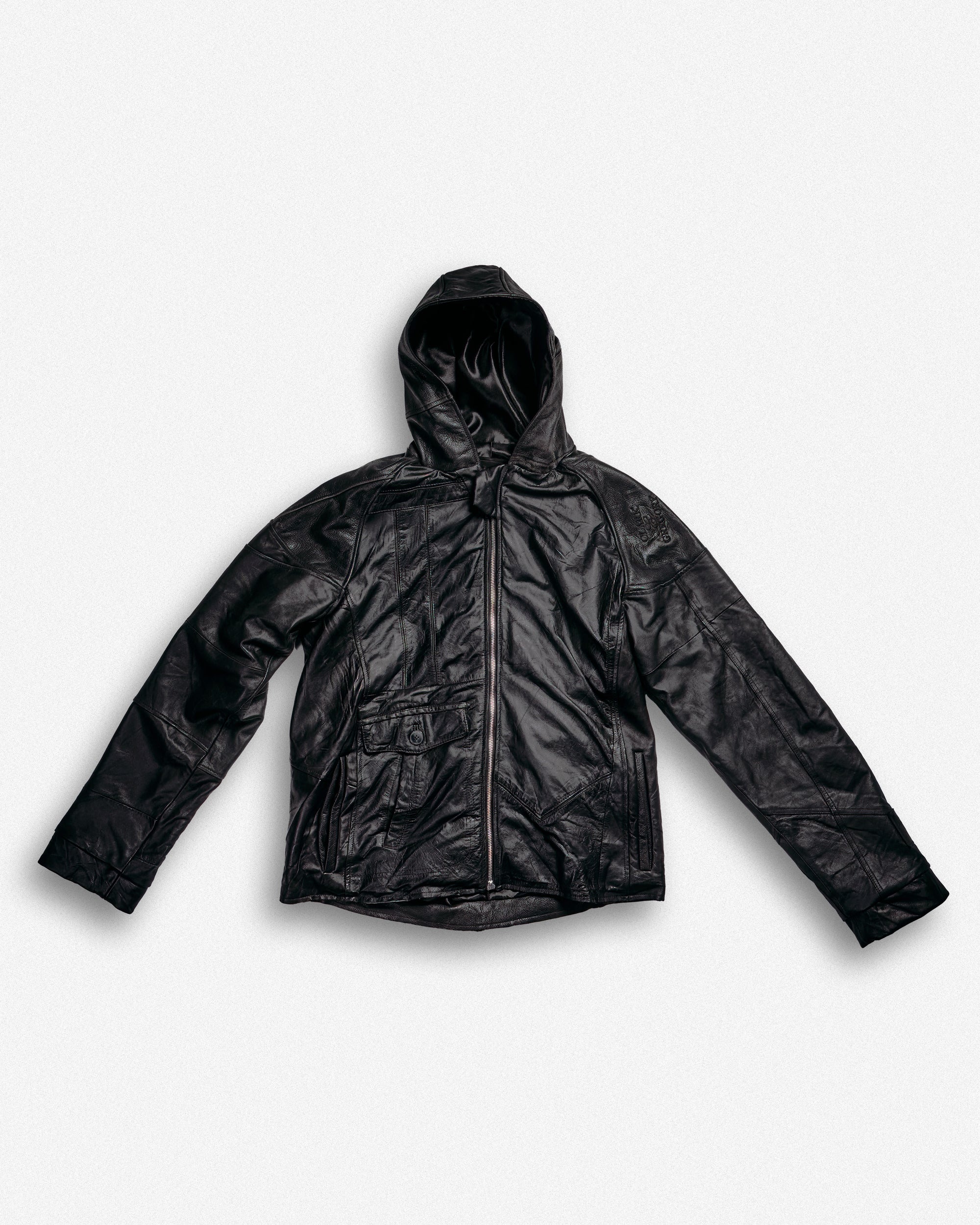 Leather Hooded Jacket - L002