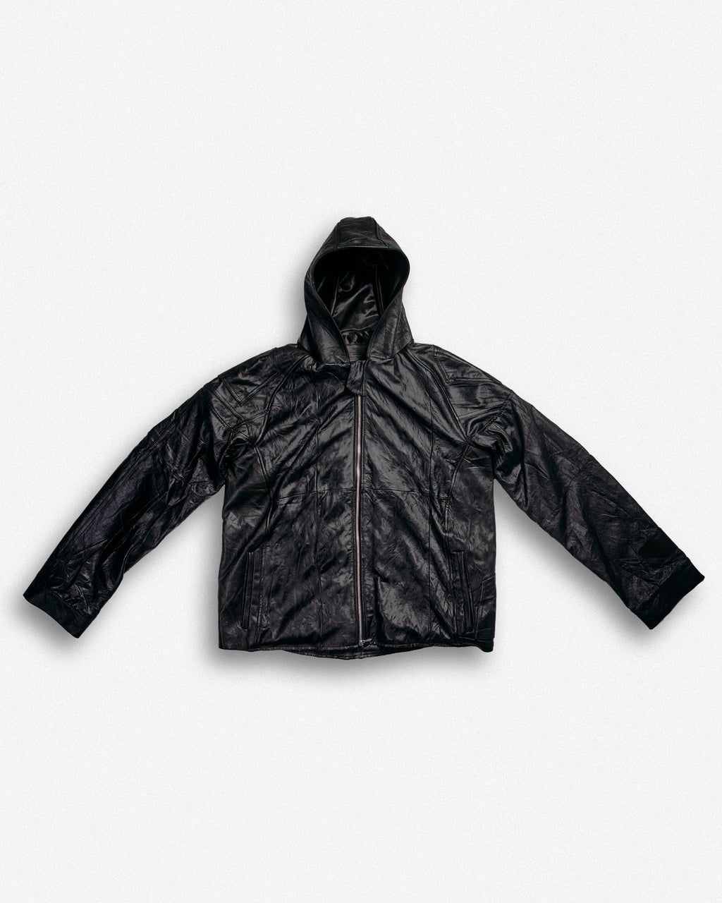 Leather Hooded Jacket - XXL002