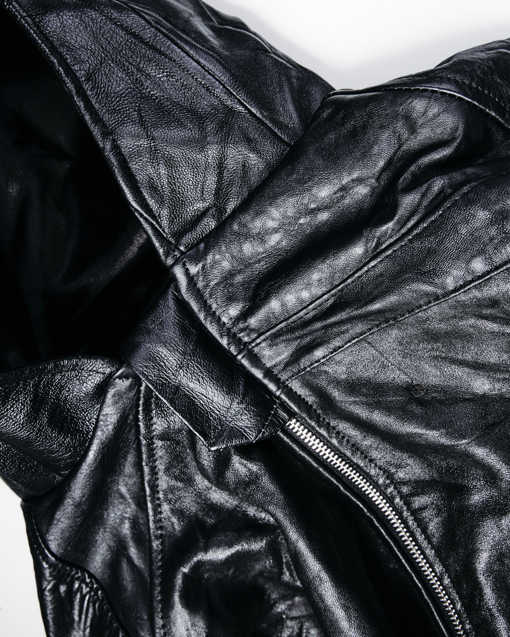 Leather Hooded Jacket - L001
