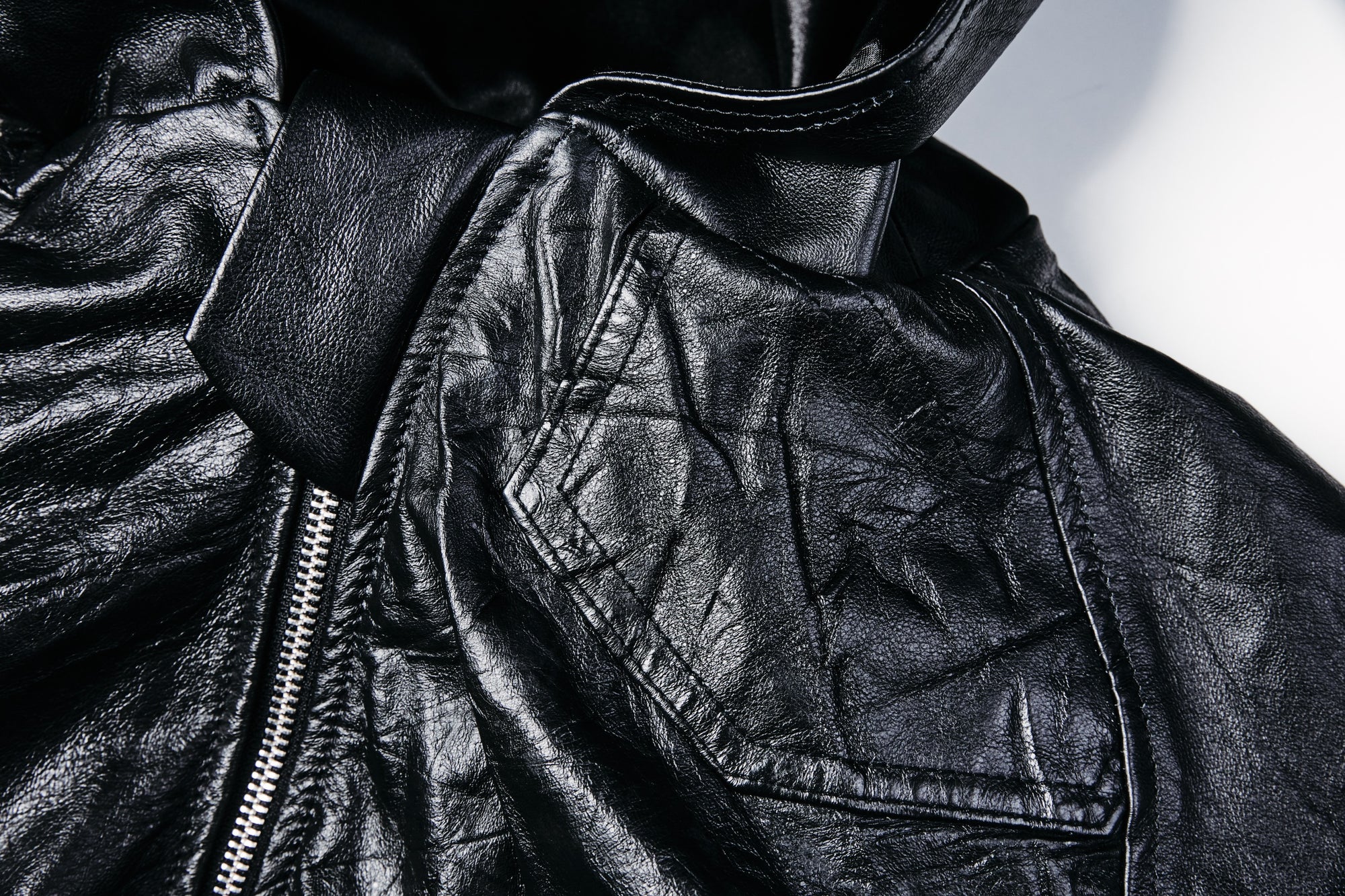 Leather Hooded Jacket - XS002