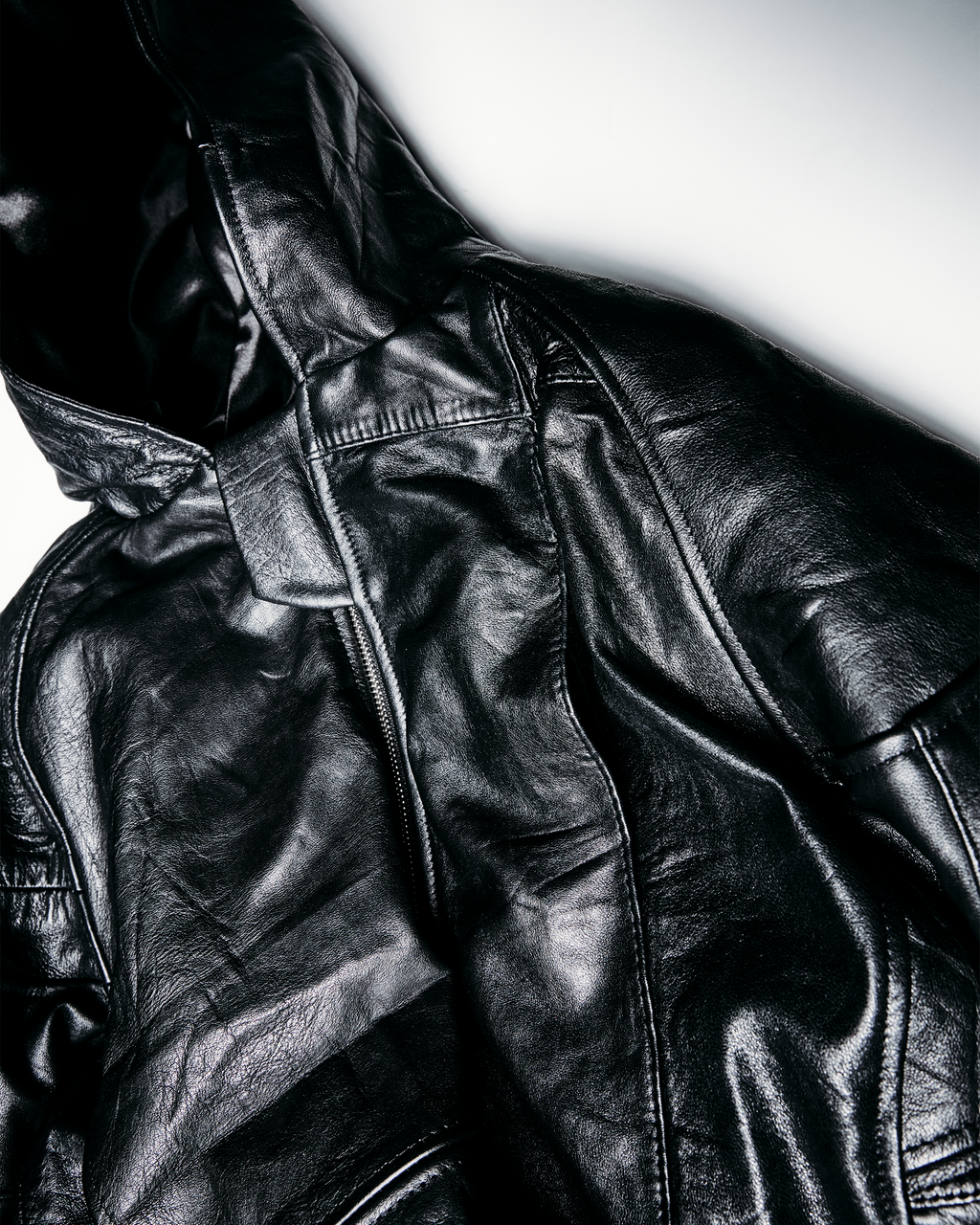 Leather Hooded Jacket - S002