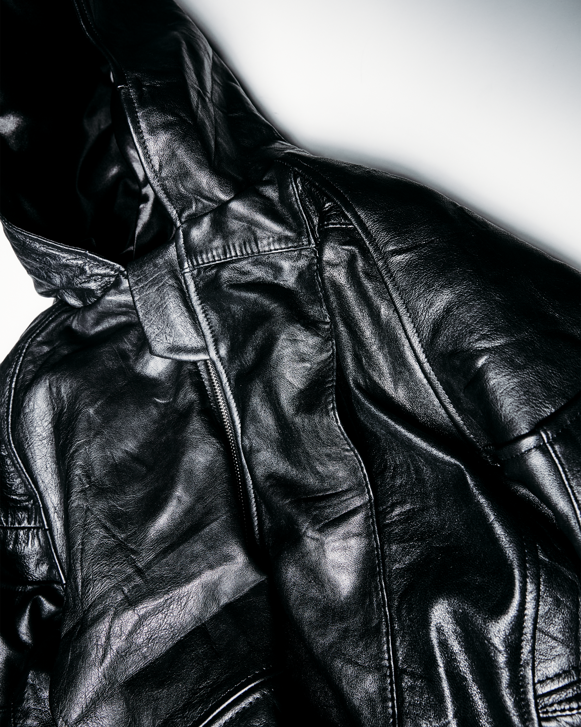 Leather Hooded Jacket - S002